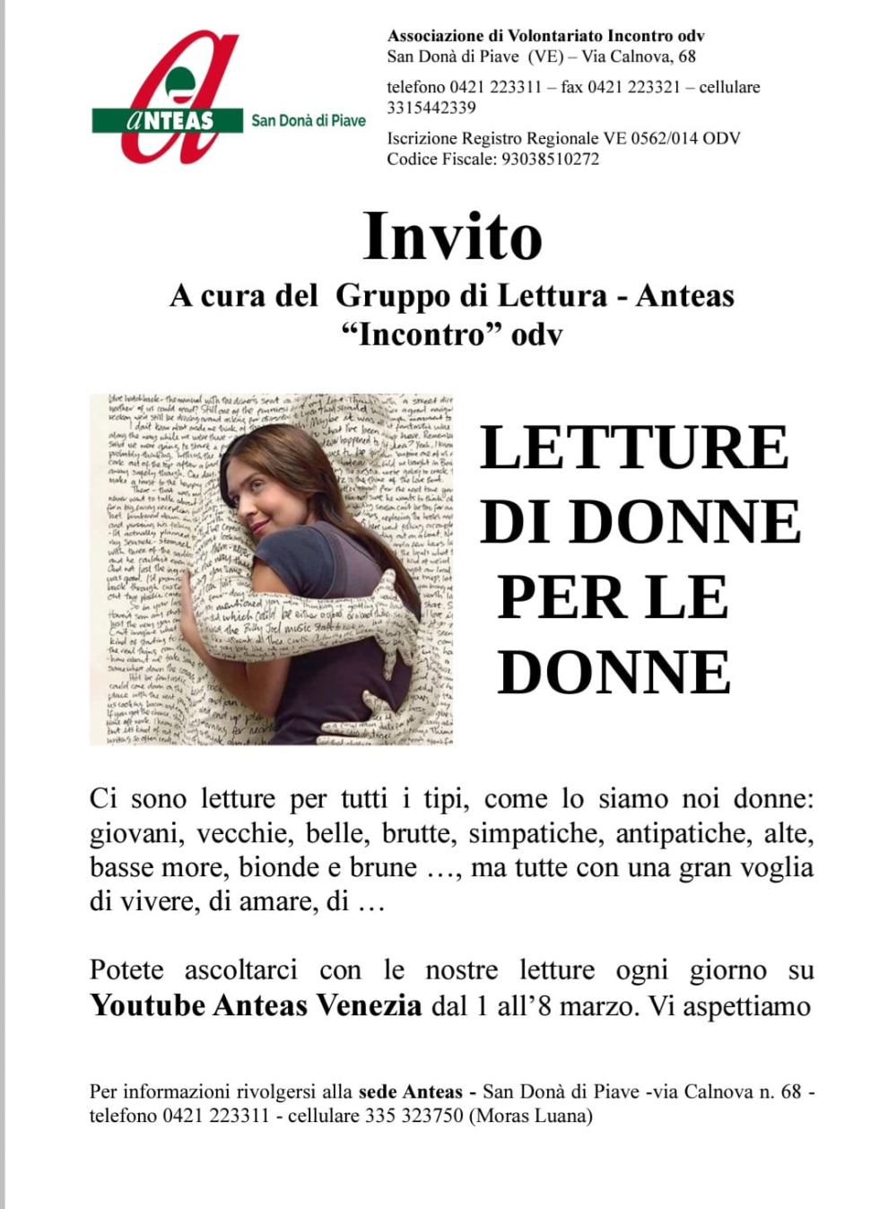 Iniziativa di Anteas San Donà di Piave in occasione di marzo, mese delle donne.