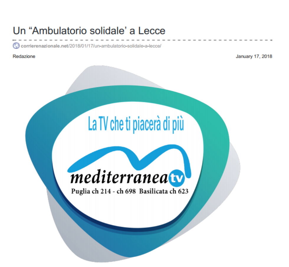 Nasce a Lecce un nuovo ambulatorio solidale. Sarà a servizio dei più fragili e anche di chi rinuncia a curarsi