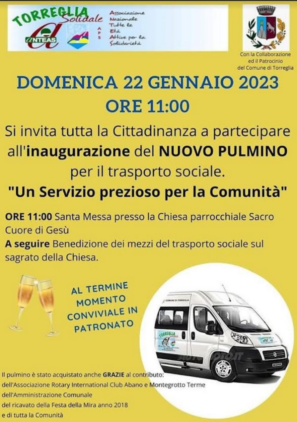 Inaugurato nuovo pulmino adibito al trasporto sociale a Torreglia (Padova)