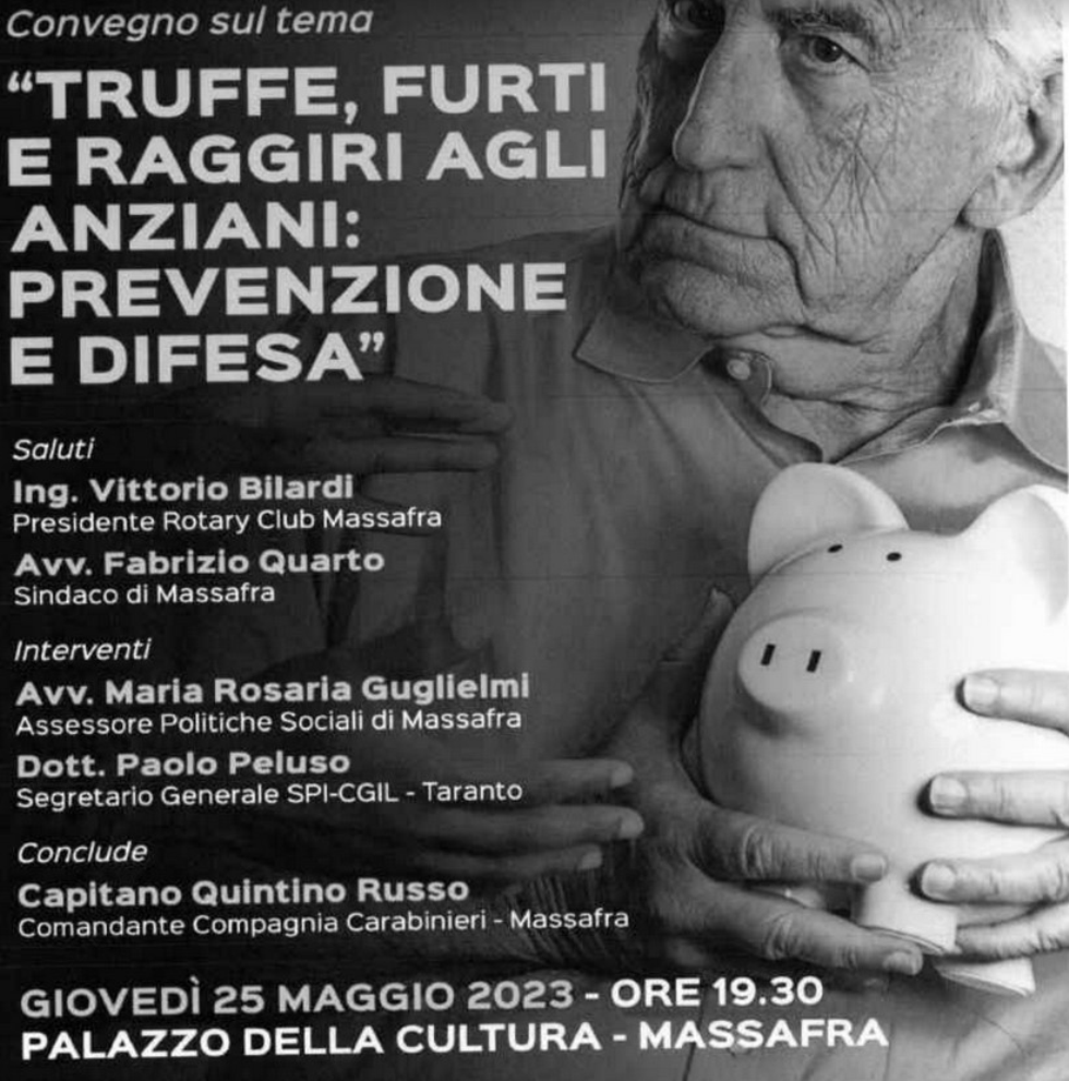 Truffe e raggiri ai danni degli anziani, convegno a Massafra con la partecipazione di Anteas