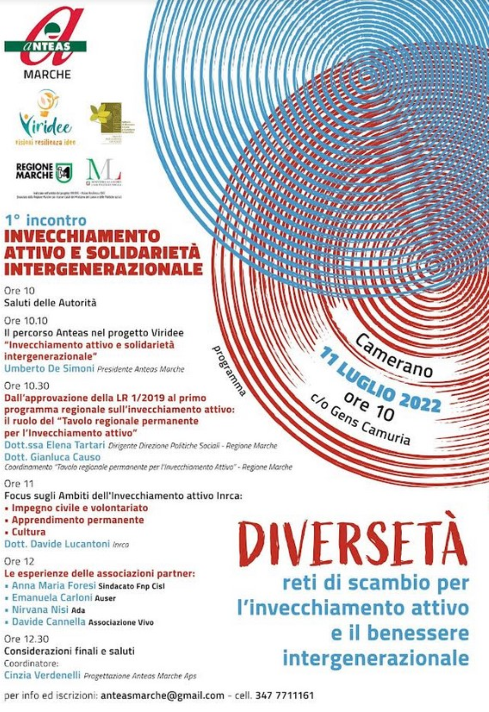 Primo incontro del ciclo DIVERSETA', con Anteas Marche