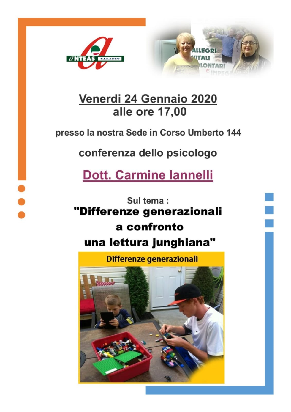 Conferenza con lo psicologo sulle differenze generazionali, con Anteas Taranto