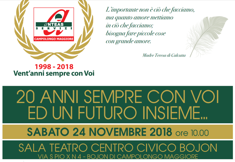 Ventennale di Anteas Campolongo Maggiore (24 novembre 2018)
